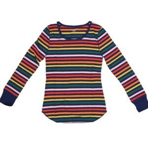 NWT Old Navy Thermal Knit Long Sleeve Pajama Top Rainbow Stripe Size XL